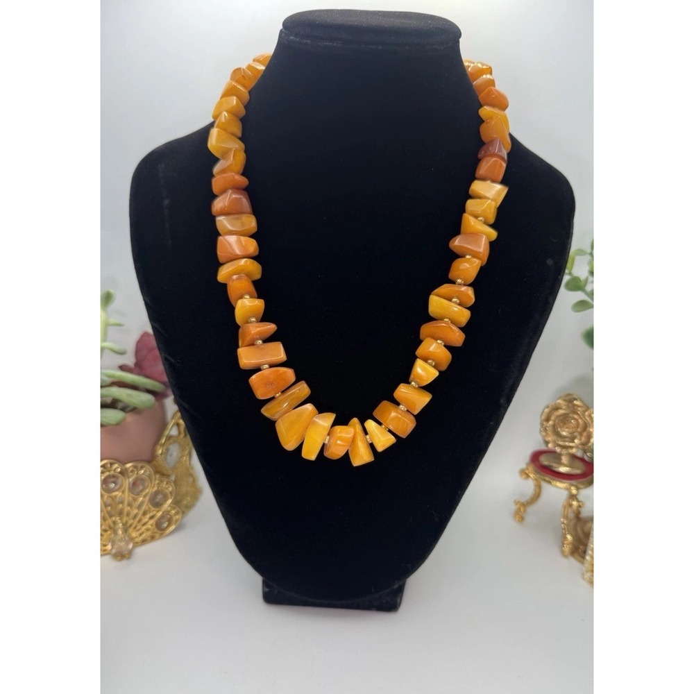 Chunky Butterscotch Egg Yolk Natural Baltic Amber Graduated Necklace 18"